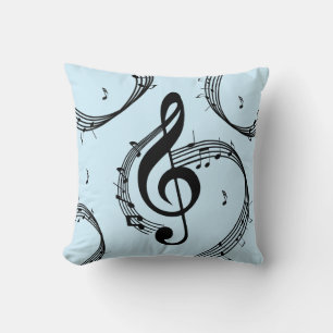 Climactische G-sleutel muziek Blauw Kussen