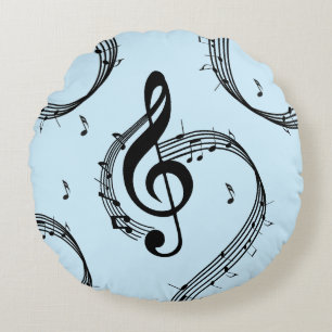 Climactische G-sleutel muziek blauw Rond Kussen