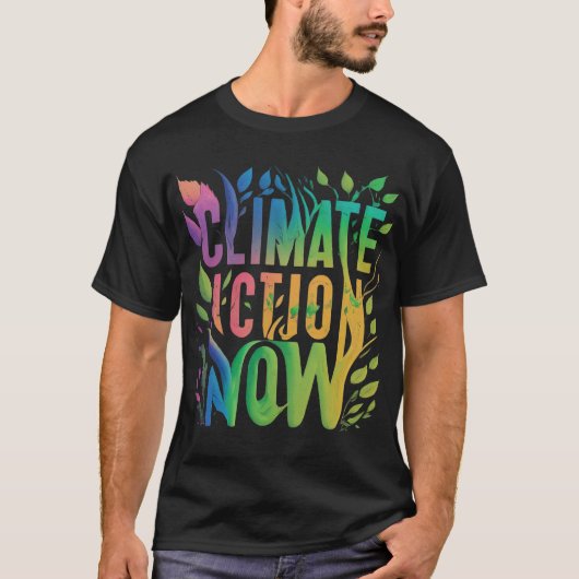 Climate Action Now ontwerp het man T-shirt (Voorkant)