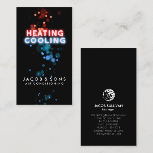 Climatisation Chauffage Carte de visite de refroid (Devant / Derrière)