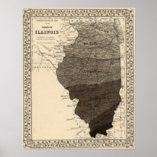 Climatologische kaart, Illinois Poster