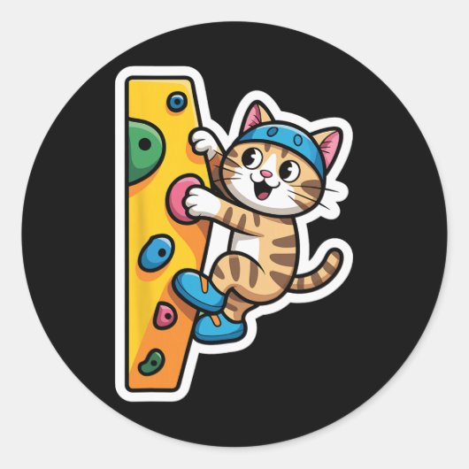 Climbing Cat Bouldering Wall Meme  Ronde Sticker (Voorkant)