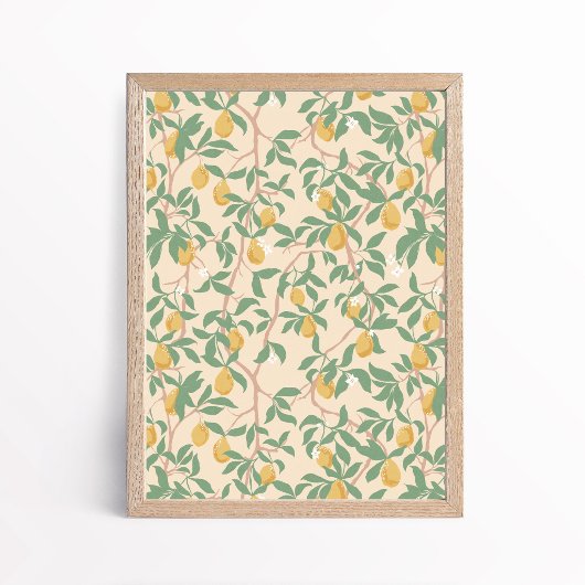 Climbing Lemon Tree Chinoiserie Poster Wall Art