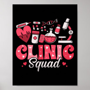 Clinic Squad Stethoscope Leopard Nurse Valentijns Poster