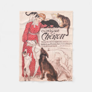 Clinique Cheron  Dog Cat Steinlen Poster Fleece Deken