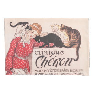 Clinique Cheron  Dog Cat Steinlen Poster Kussensloop