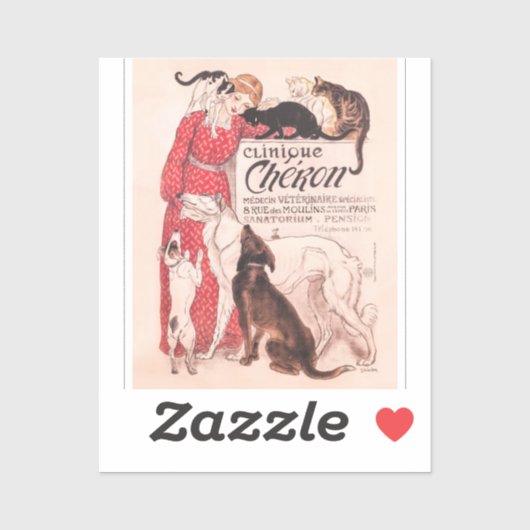 Clinique Cheron  Dog Cat Steinlen Poster Sticker (Vel)