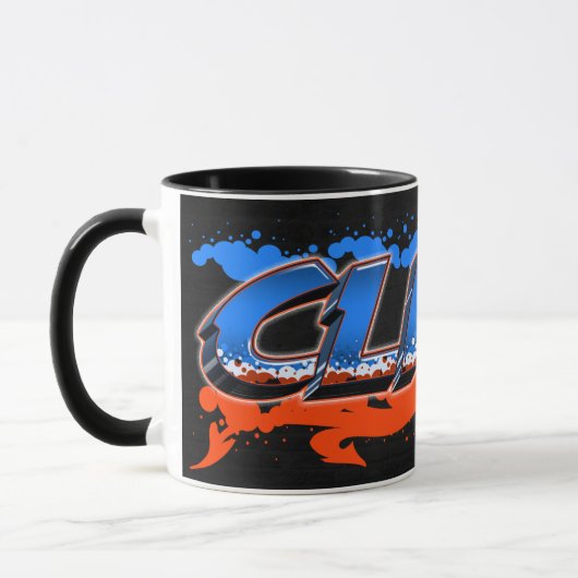 Clint Prénom Graffiti blue Tasse orange (Gauche)