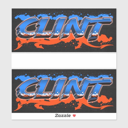 Clint prénom nom graffiti autocollant sticker (Feuille)