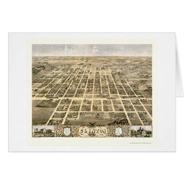 Clinton, carte panoramique de l'IL - 1869 (Devant horizontal)