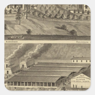 Clinton Fire Brick Works Anderson's landing Vierkante Sticker