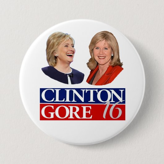 Clinton/Gore 16 Ronde Button 7,6 Cm (Voorkant)