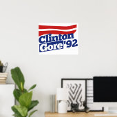 Clinton Gore 92 retro politiek Poster (Thuiskantoor)