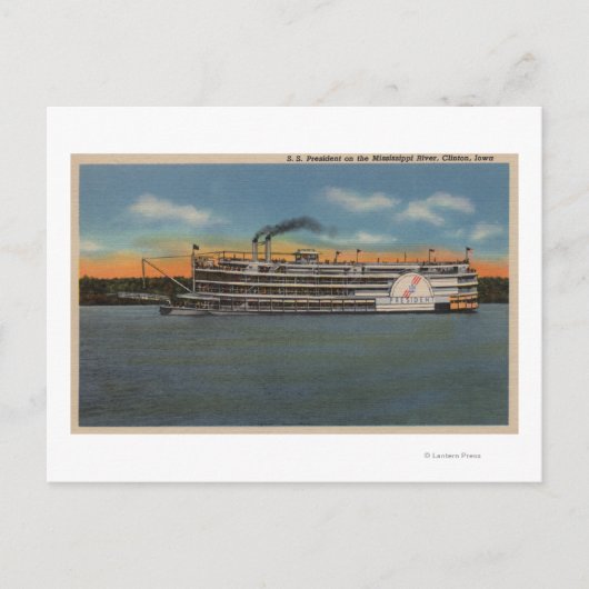 Clinton, IA - Uitzicht van S.S.President Briefkaart (Voorkant)