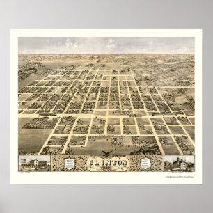 Clinton, IL Panorama - 1869 Poster