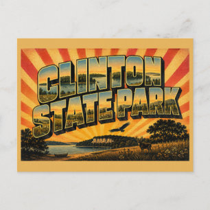 Clinton State Park Kansas Prairie Meer Bos Kunst Briefkaart