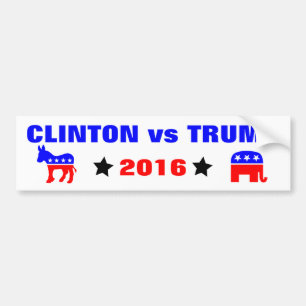 Clinton vs Trump Presidential Elections 2016 Bumpersticker
