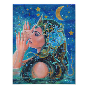 Clio Zeemeermin met gouden accenten van Renee Lavo Foto Afdruk