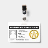 CLIP DE BADGE DE L'AGENT DE RÉCUPÉRATION FUGITIVE (Avant avec clip)