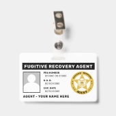 CLIP DE BADGE DE L'AGENT DE RÉCUPÉRATION FUGITIVE (Arrière avec clip)