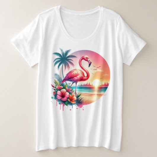 Clipart coucher de soleil Flamant rose rose (Design devant)