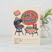 Clipart de BBQ d'été rétro – Invitation de fête de (Debout devant)