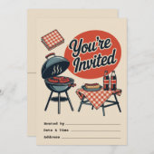 Clipart de BBQ d'été rétro – Invitation de fête de (Devant / Derrière)