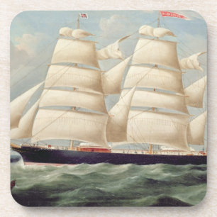 Clipper Barque "Clendovey" (olie op doek) Drankjes Onderzetter