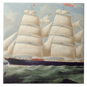 Clipper Barque "Clendovey" (olie op doek) Tegeltje