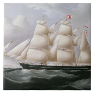 Clipper Barque 'Procymatia' van Dover (olie op kan Tegeltje