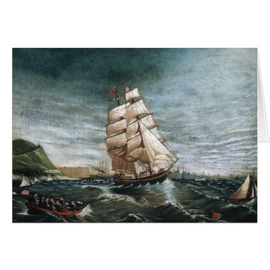 Clipper Schip in de haven van New York 1890 (Voorkant Horizontaal)