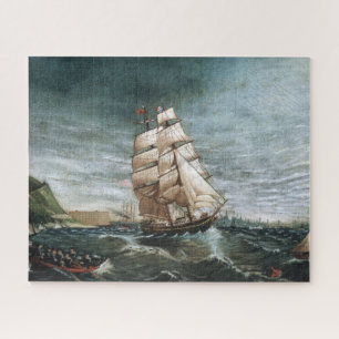 Clipper Schip in de haven van New York 1890 Legpuzzel