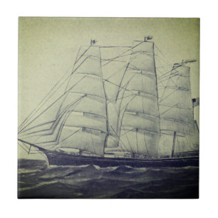 Clipper Schip Jong Amerika 1853 Tegeltje