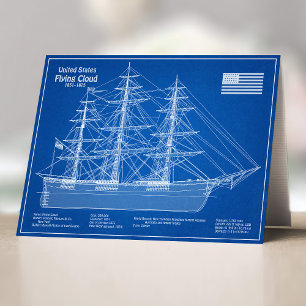 Clipper Ship Flying Cloud - Blauwdruk ABD Bedankkaart