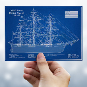 Clipper Ship Flying Cloud - Blauwdruk ABD Briefkaart