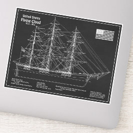 Clipper Ship Flying Cloud - Blauwdruk van het schi Sticker