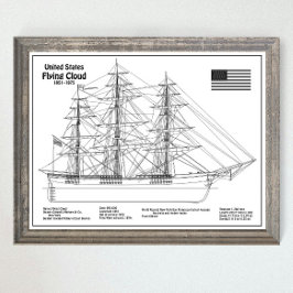 Clipper Ship Flying Cloud - Blauwdruk voor schepen Poster