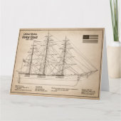 Clipper Ship Flying Cloud - Scheepsblauwdruk SD Bedankkaart (Voorkant)