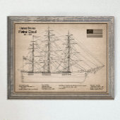 Clipper Ship Flying Cloud - Scheepsblauwdruk SD Poster