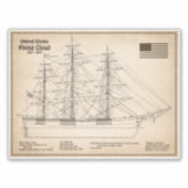 Clipper Ship Flying Cloud - Scheepsblauwdruk SD Sticker (Voorkant)
