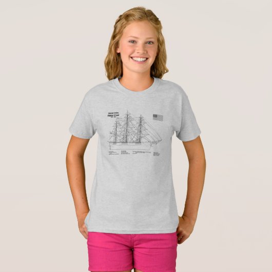 Clipper Ship Flying Cloud - Scheepsblauwdruk SD T-shirt (Voorkant volledig)