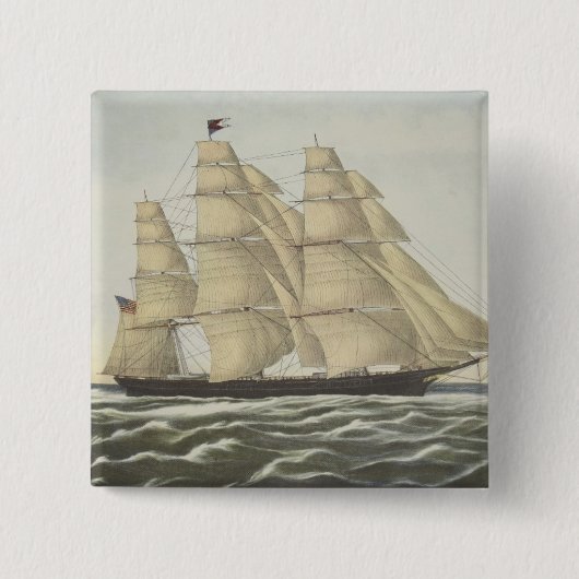 Clipper Ship, Flying Cloud Vierkante Button 5,1 Cm (Voorkant)