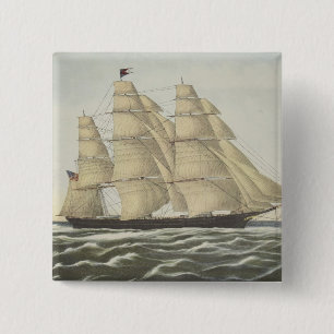 Clipper Ship, Flying Cloud Vierkante Button 5,1 Cm