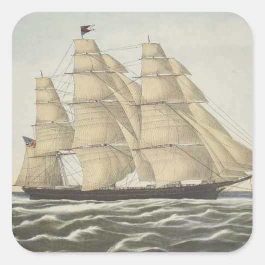 Clipper Ship, Flying Cloud Vierkante Sticker (Voorkant)