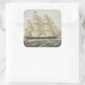 Clipper Ship, Flying Cloud Vierkante Sticker (Tas)