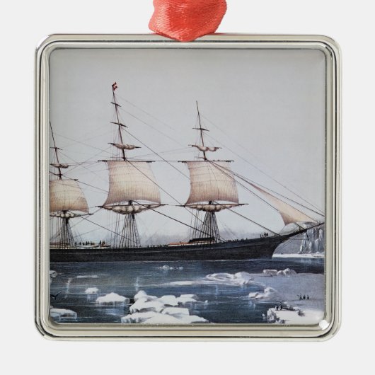 Clipper Ship "Red Jacket" Metalen Ornament (Voorkant)