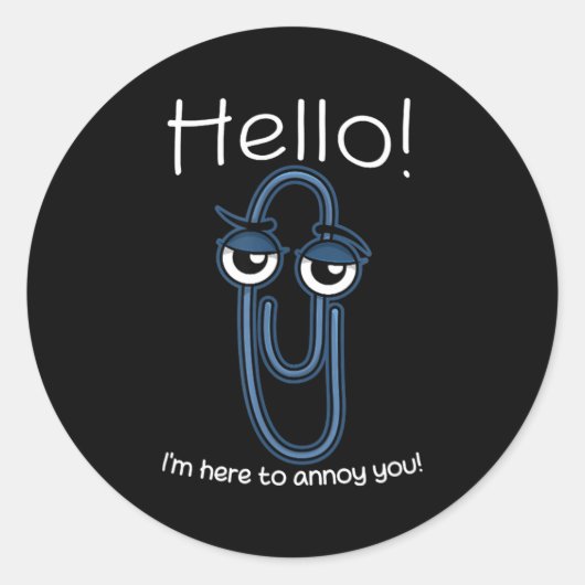 Clippy Paper Clip Funny Meme Page Note Sarcastic  Ronde Sticker (Voorkant)