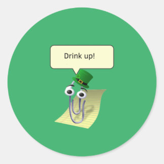 Clippy St. Patrick's Day Ronde Sticker