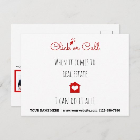 Cliquez ou appelez le marketing par carte postale  (Devant / Derrière)