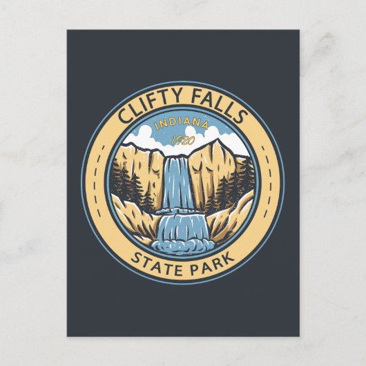 Clity Herfsten State Park Indiana Badge Briefkaart (Voorkant)